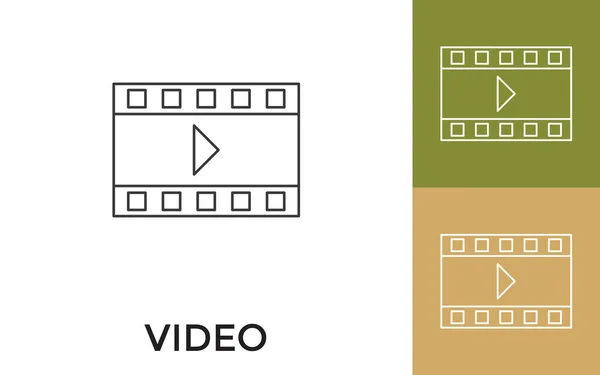 Ícone Linha Fina Vídeo Editável Com Título Útil Para Aplicação — Vetor de Stock