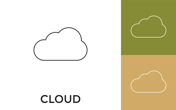 Redigerbar Cloud Tunn Linje Ikonen Med Titel Användbar För Mobil — Stock vektor