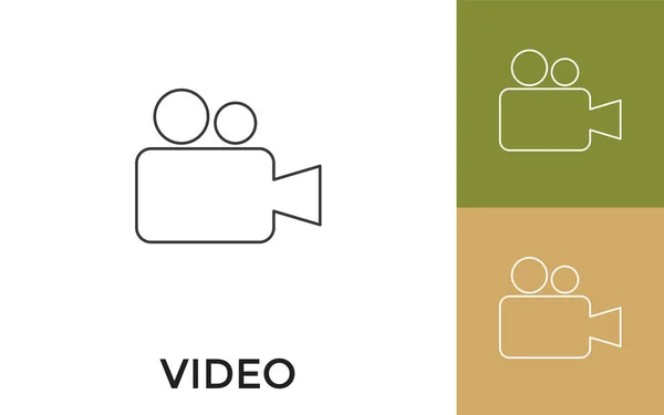 Ícone Linha Fina Vídeo Editável Com Título Útil Para Aplicação — Vetor de Stock