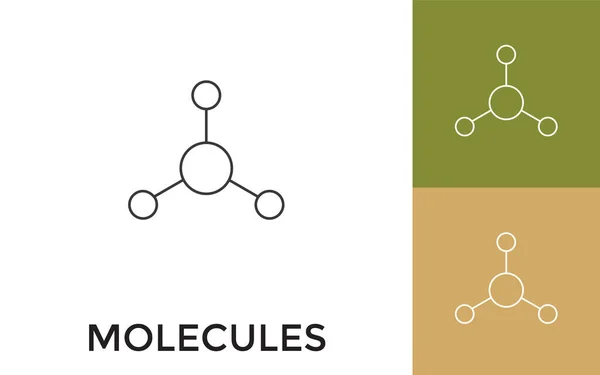 Editable Molecules Thin Line Icon Title Useful Mobile Application Website — Stock Vector