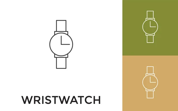 Editable Wristwatch Thin Line Icon Title Англійською Useful Mobile Application — стоковий вектор