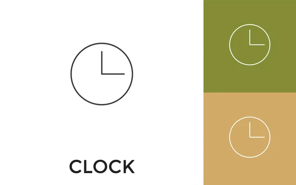 可编辑时钟细线图标与标题 适用于移动应用 软件及印刷媒体 — 图库矢量图片