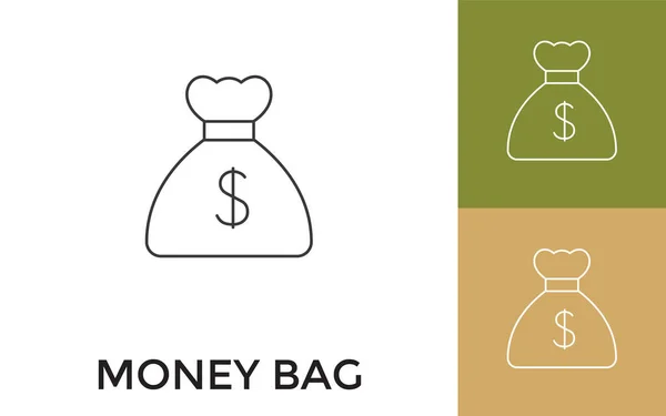 Bolsa Dinero Editable Thin Line Icono Con Título Útil Para — Archivo Imágenes Vectoriales