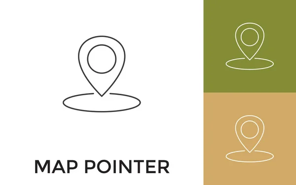 Editable Map Pointer Thin Line Icon Title Useful Mobile Application — Stock Vector