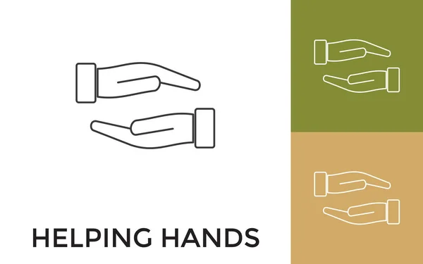 Editable Helping Hands Thin Line Icon Title Inglés Útil Para — Archivo Imágenes Vectoriales