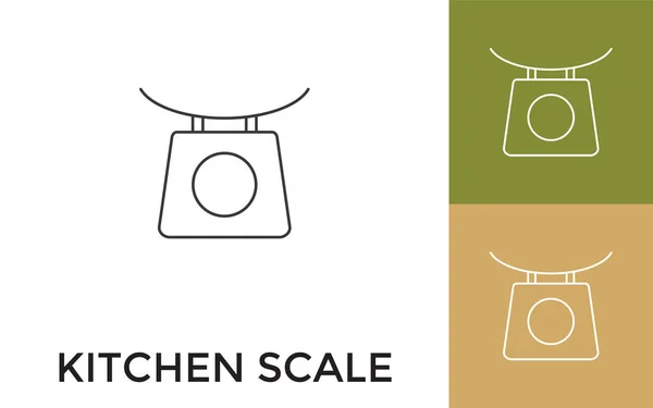 Editable Kitchen Scale Thin Line Icon Title Useful Mobile Application — Stock Vector