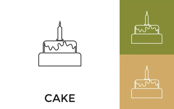 Editable Cake Thin Line Icon Met Titel Handig Voor Mobiele — Stockvector