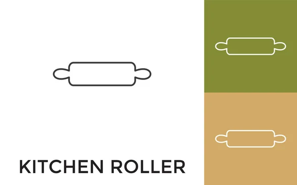 Redigerbart Kök Roller Tunn Linje Ikonen Med Titel Användbar För — Stock vektor