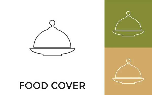 Editable Food Cover Thin Line Icono Con Título Útil Para — Vector de stock