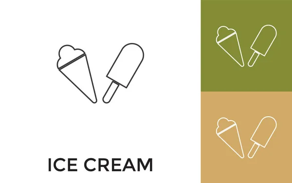 Editierbares Ice Cream Thin Line Icon Mit Titel Nützlich Für — Stockvektor