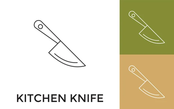 Editable Kitchen Knife Thin Line Icon Title Useful Mobile Application — Stock Vector