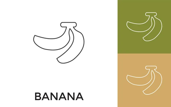 Icono Editable Banana Thin Line Con Título Útil Para Aplicaciones — Vector de stock