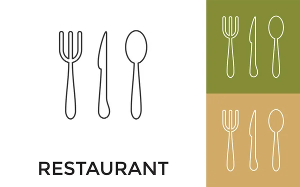 Editierbares Restaurant Thin Line Icon Mit Titel Nützlich Für Mobile — Stockvektor