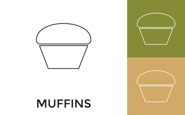 Editable Muffins Thin Line Icon Met Titel Handig Voor Mobiele — Stockvector