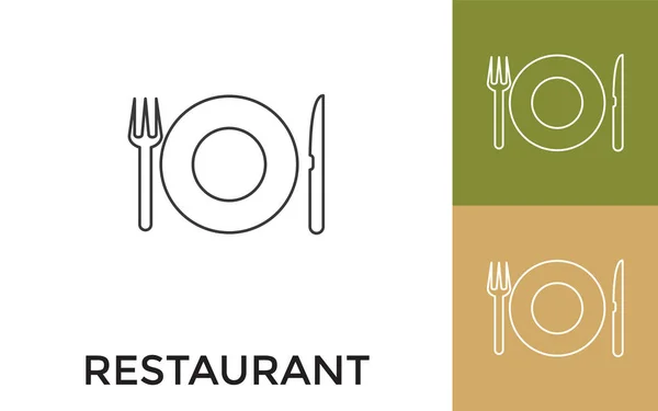 Restaurante Editable Thin Line Icono Con Título Útil Para Aplicaciones — Vector de stock