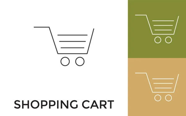 Editable Shopping Cart Thin Line Icon Title Useful Mobile Application — Stock Vector