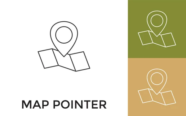 可编辑的地图指针瘦行图标与标题 适用于移动应用 软件及印刷媒体 — 图库矢量图片