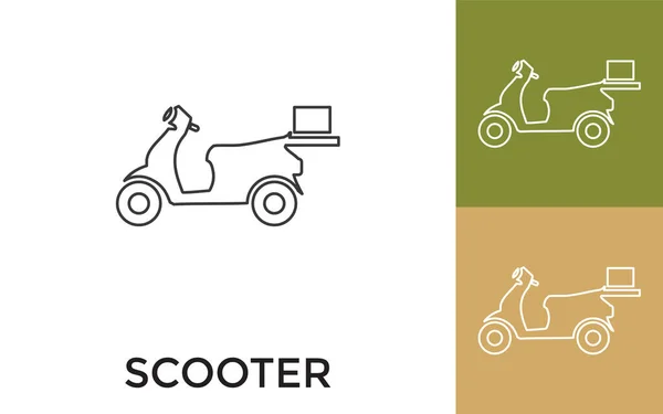 Ícone Linha Fina Scooter Editável Com Título Útil Para Aplicação — Vetor de Stock