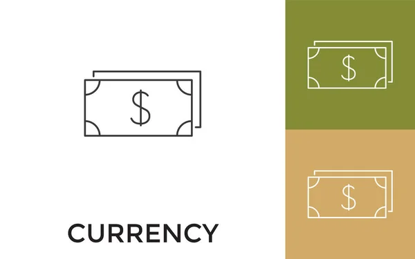 Dollar Modifiable Note Icône Ligne Mince Avec Titre Utile Pour — Image vectorielle