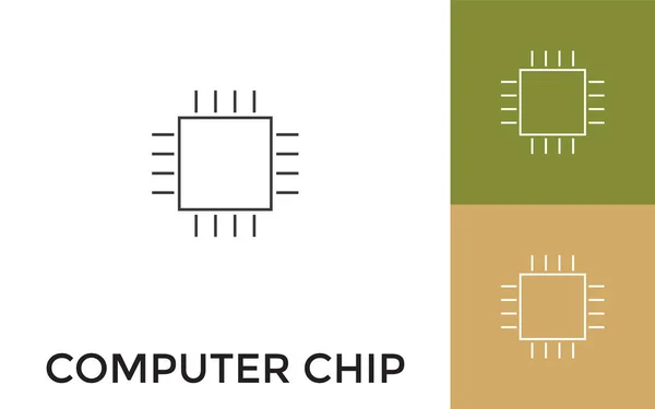 Icono Línea Delgada Chip Computadora Editable Con Título Útil Para — Vector de stock