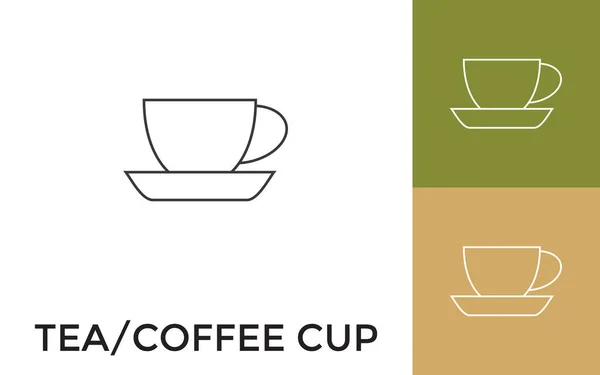 可编辑茶或咖啡杯瘦身系列图标与标题 适用于移动应用 软件及印刷媒体 — 图库矢量图片