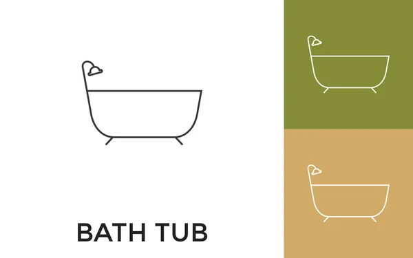 Editable Bath Tub Thin Line Icon Title 모바일 애플리케이션에 사이트 — 스톡 벡터