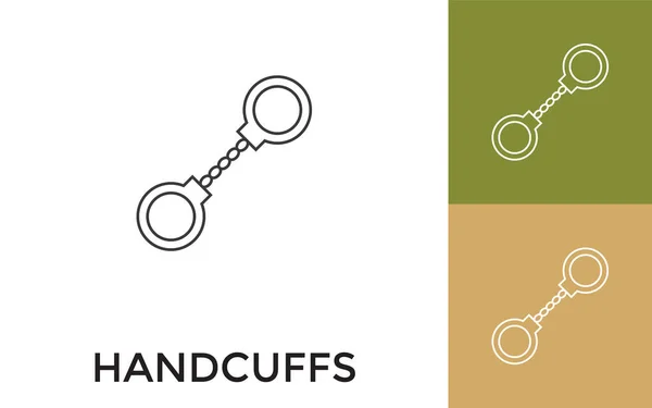 Editierbare Handschellen Thin Line Icon Mit Titel Nützlich Für Mobile — Stockvektor