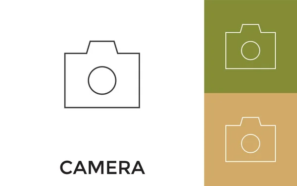 Bewerkbare Camera Dunne Lijn Pictogram Met Titel Handig Voor Mobiele — Stockvector