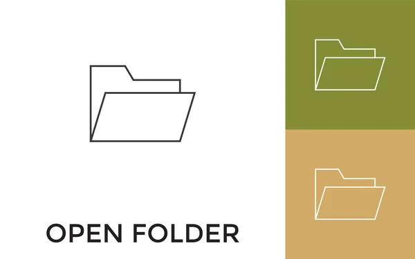 タイトルの付いた編集可能なフォルダ細い線アイコン モバイルアプリケーション ウェブサイト ソフトウェア 印刷メディアに便利です — ストックベクタ