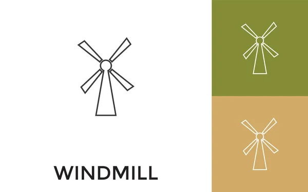 Editable Windmill Thin Line Icon Title Useful Mobile Application Website — Stock Vector