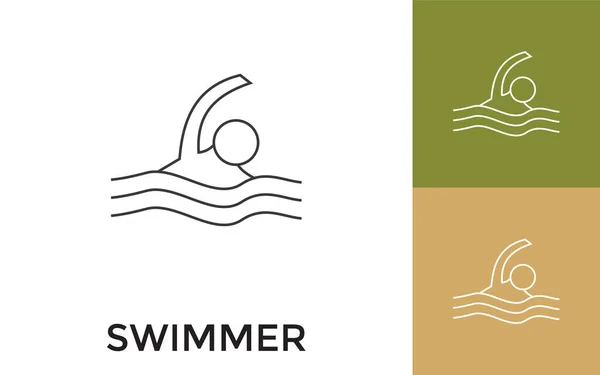 Editierbares Swimmer Thin Line Icon Mit Titel Nützlich Für Mobile — Stockvektor