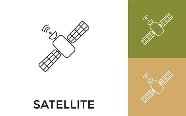 Editierbares Satellite Thin Line Icon Mit Titel Nützlich Für Mobile — Stockvektor