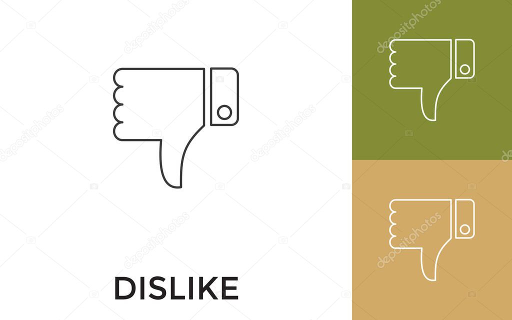 Editable Dislike Thin Line Icon with Title. Useful For Mobile Application, Website, Software and Print Media.