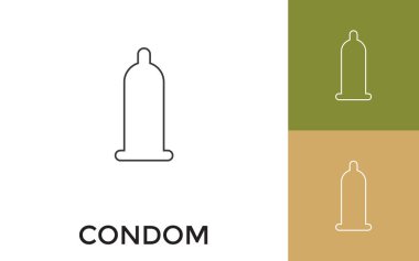 Başlıklı Düzenlenebilir Kondom İnce Satır Simgesi. Mobil Uygulama, Web Sitesi, Yazılım ve Yazdırma Ortamı için kullanışlı.