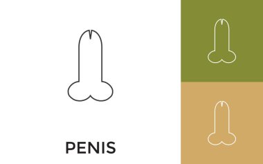 Editable Penis Thin Line Icon with Title. Useful For Mobile Application, Website, Software and Print Media. clipart