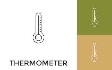 Başlıklı düzenlenebilir Termometre İnce Satır Simgesi. Mobil Uygulama, Web Sitesi, Yazılım ve Yazdırma Ortamı için kullanışlı.
