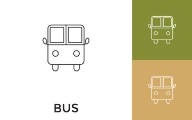 Başlıklı düzenlenebilir Otobüs İnce Satır Simgesi. Mobil Uygulama, Web Sitesi, Yazılım ve Yazdırma Ortamı için kullanışlı.