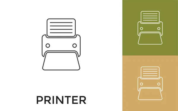 Bewerkbare Printer Dunne Lijn Pictogram Met Titel Handig Voor Mobiele — Stockvector