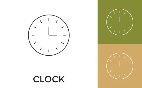 可编辑时钟细线图标与标题 适用于移动应用 软件及印刷媒体 — 图库矢量图片