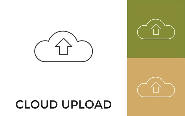 Redigerbar Cloud Ladda Upp Tunn Linje Ikonen Med Titel Användbar — Stock vektor