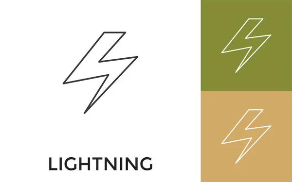 Editable Lightning Thin Line Icon Title Useful Mobile Application Website — Stock Vector