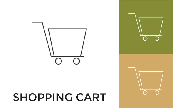 Editable Shopping Cart Thin Line Icon Title Useful Mobile Application — Stock Vector