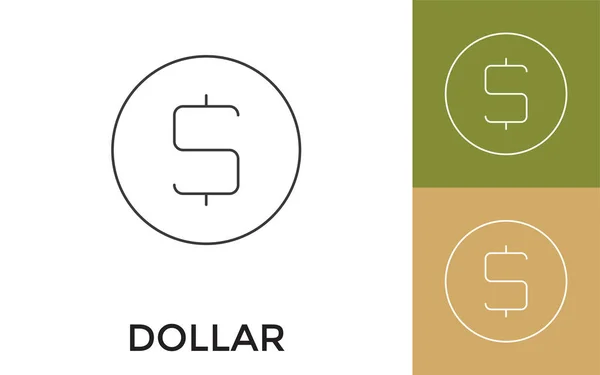 Ícone Linha Fina Dólar Editável Com Título Útil Para Aplicação — Vetor de Stock