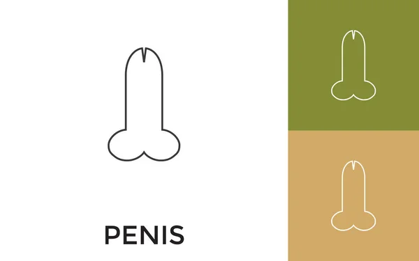 Editable Penis Thin Line Icon Title Useful Mobile Application Website — Vector de stock