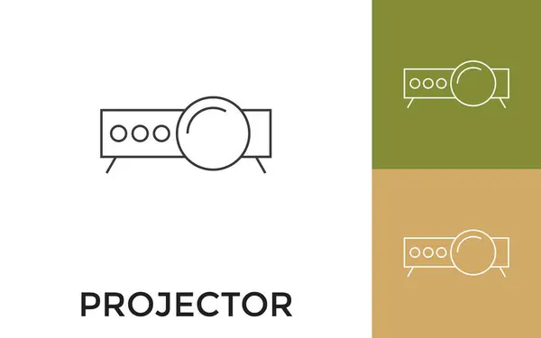 Proyector Editable Icono Línea Delgada Con Título Útil Para Aplicaciones — Archivo Imágenes Vectoriales