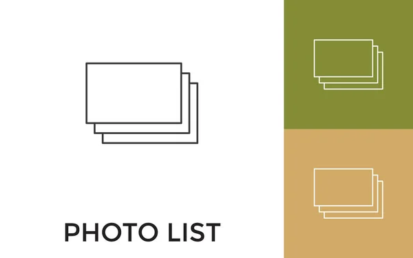 Editable Photo List Thin Line Icon Title 모바일 애플리케이션에 사이트 — 스톡 벡터