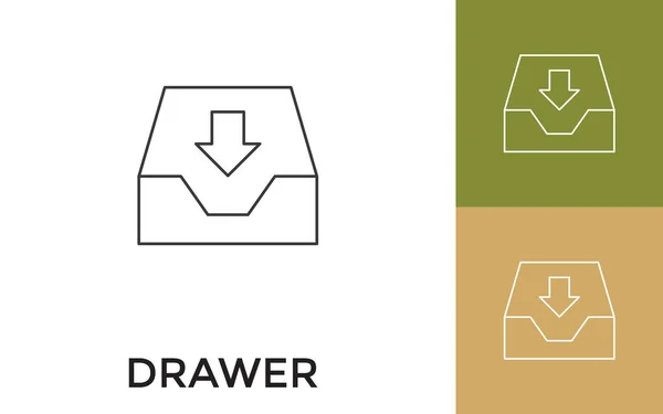 Editierbare Schublade Thin Line Icon Mit Titel Nützlich Für Mobile — Stockvektor