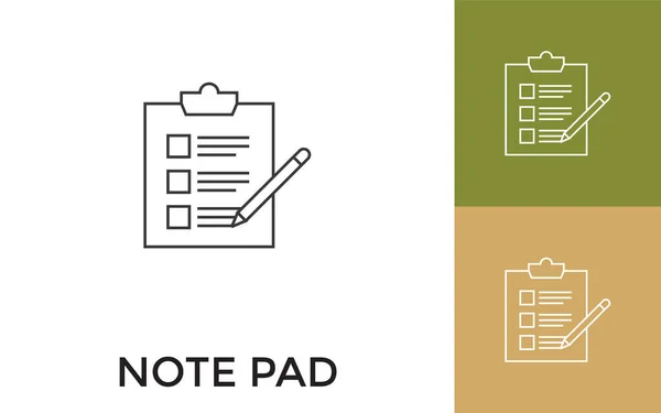 Düzenlenebilir Notepad Başlıklı Nce Satır Simgesi Mobil Uygulama Web Sitesi — Stok Vektör