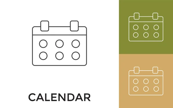 Redigerbar Kalender Tunn Linje Ikonen Med Titel Användbar För Mobil — Stock vektor