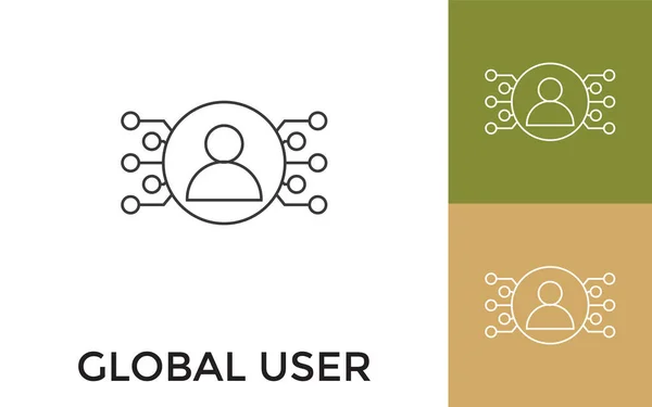 Icona Della Linea Sottile Utente Globale Modificabile Con Titolo Utile — Vettoriale Stock